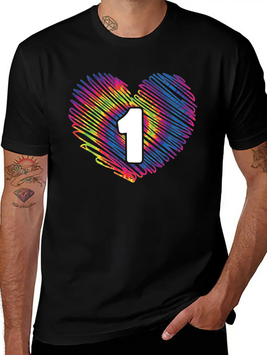 1st Birthday Heart Tie Dye | Tie Dye Themed Classic Crew Neck Graphic Tee – Everyday Minimal Look