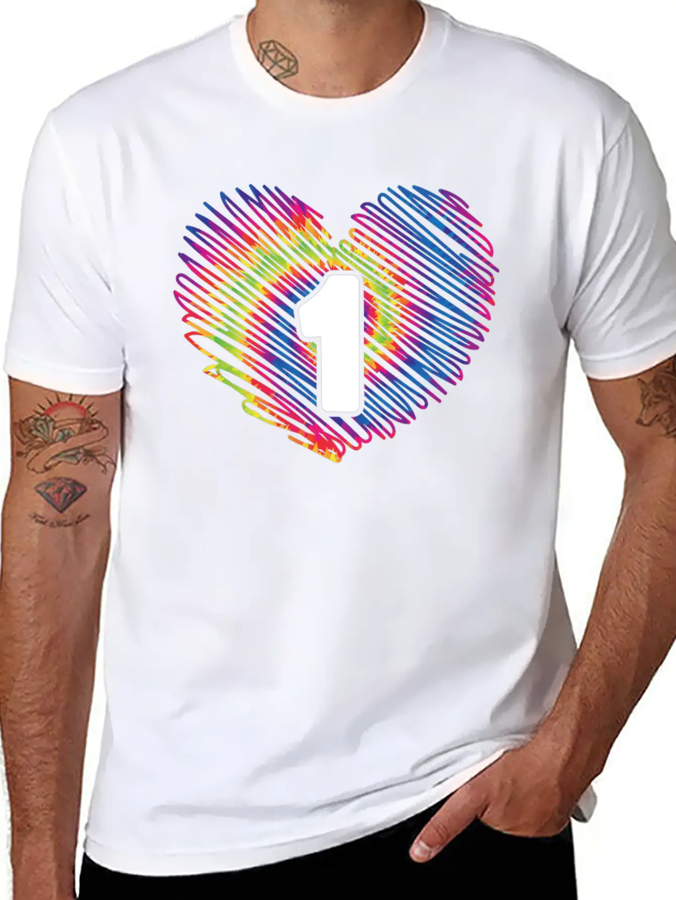 1st Birthday Heart Tie Dye | Tie Dye Themed Classic Crew Neck Graphic Tee – Everyday Minimal Look
