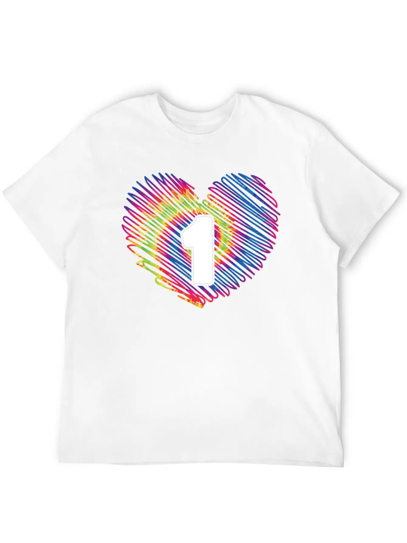 1st Birthday Heart Tie Dye | Tie Dye Themed Classic Crew Neck Graphic Tee – Everyday Minimal Look