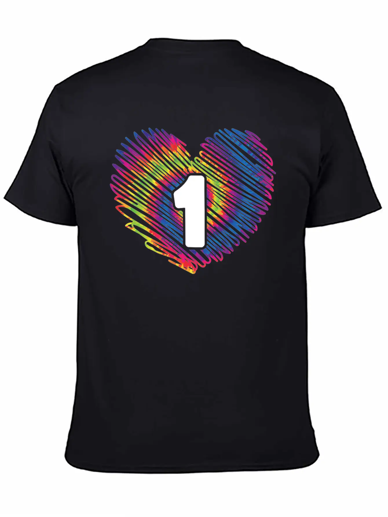 1st Birthday Heart Tie Dye | Tie Dye Themed Classic Crew Neck Graphic Tee – Everyday Minimal Look