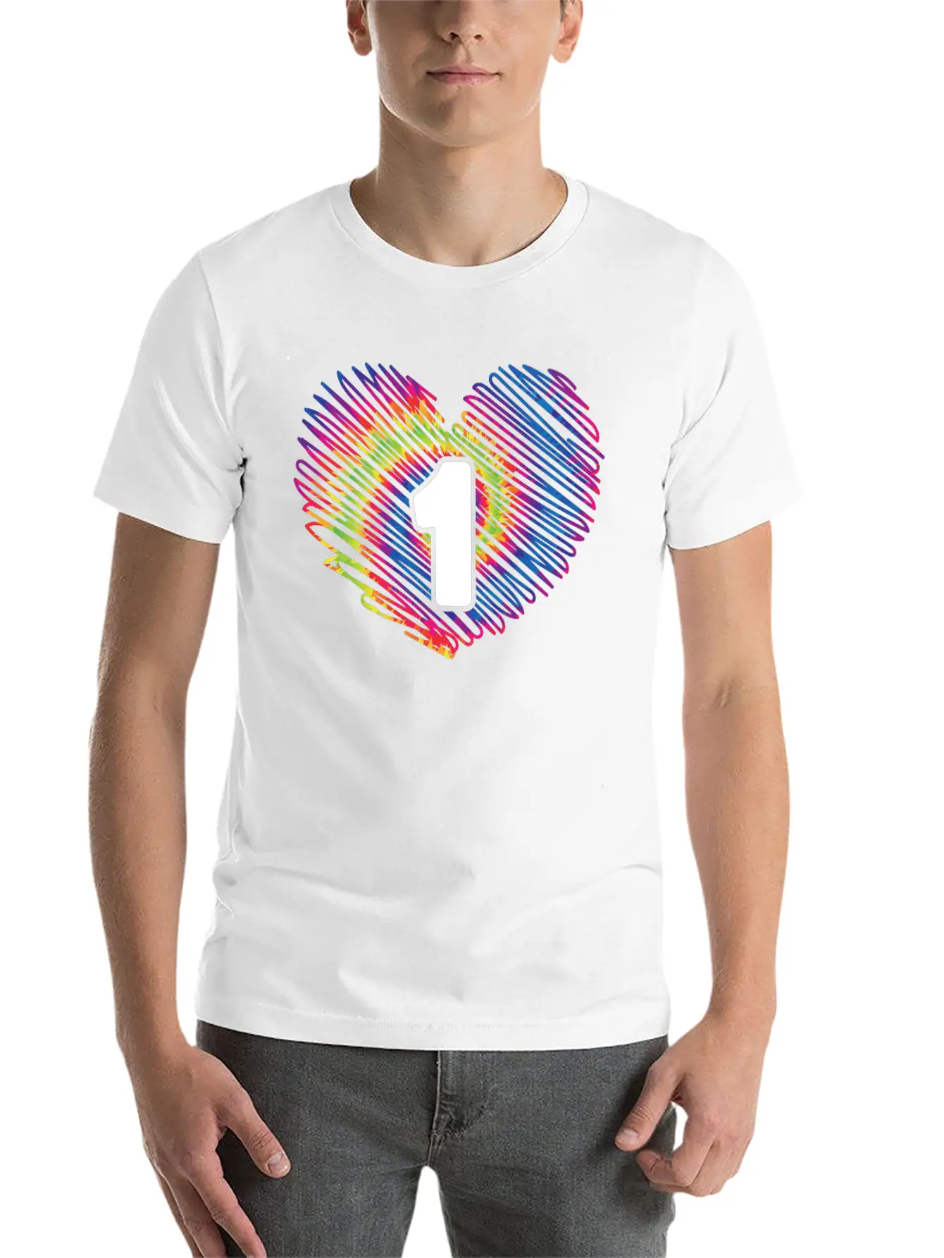 1st Birthday Heart Tie Dye | Tie Dye Themed Classic Crew Neck Graphic Tee – Everyday Minimal Look