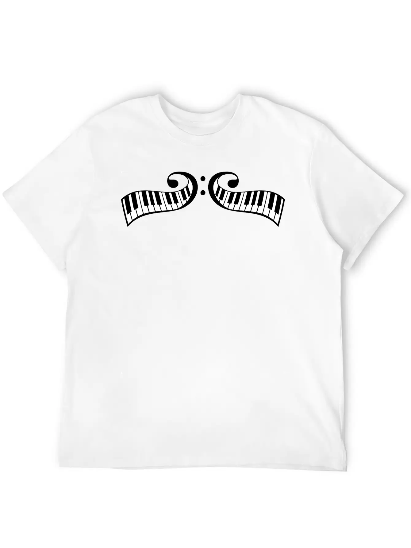 2 Mirrored Keyboards Music Bass Note Piano Keys Classic Crew Neck Graphic Tee – Everyday Minimal Look