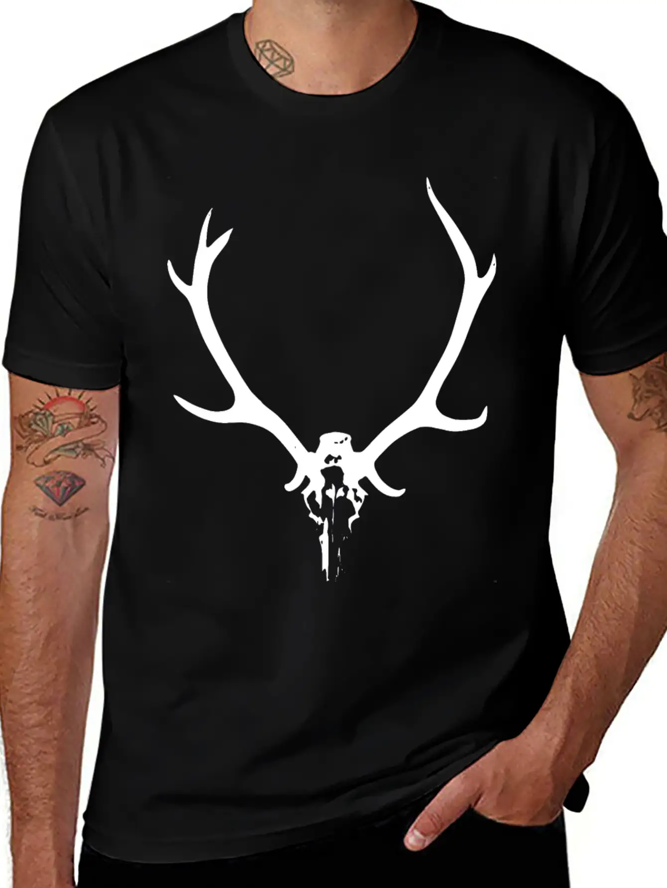 2reborn JÄGER GEWEIH Hunter Deer Wild Solo Wh Unisex Cotton Tee – Relaxed Fit For Any Occasion