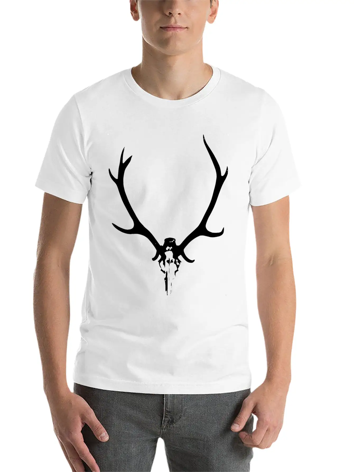 2reborn JÄGER GEWEIH Hunter Deer Wild Solo Wh Unisex Cotton Tee – Relaxed Fit For Any Occasion