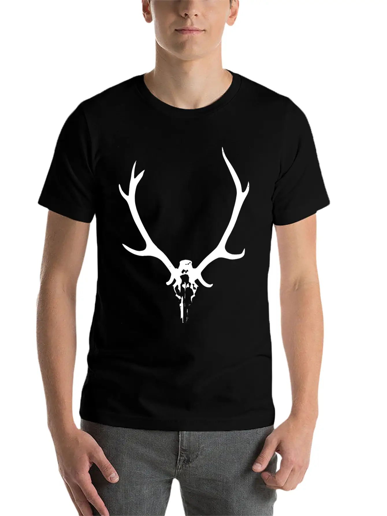 2reborn JÄGER GEWEIH Hunter Deer Wild Solo Wh Unisex Cotton Tee – Relaxed Fit For Any Occasion