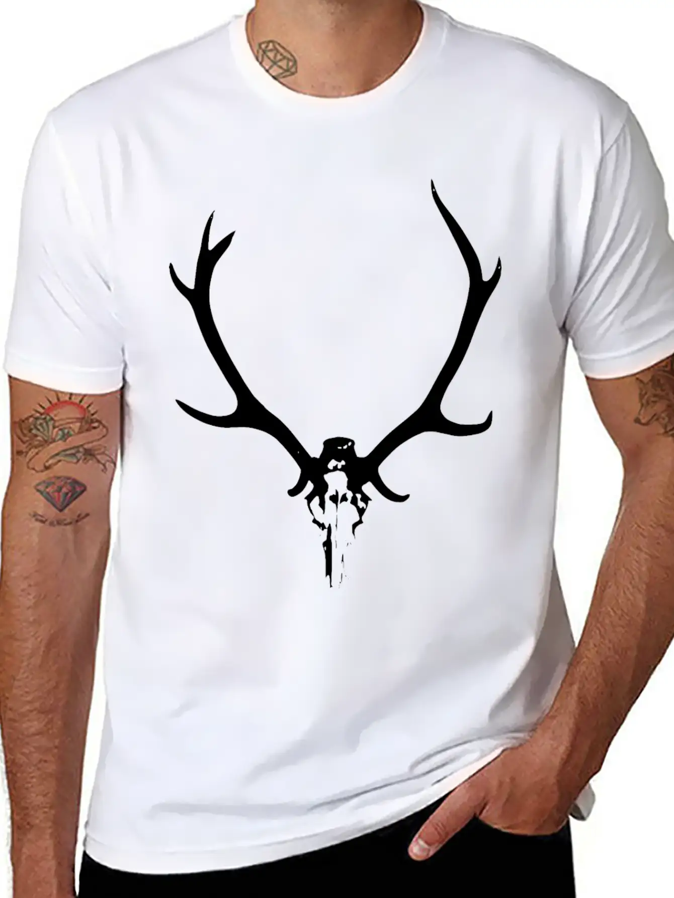 2reborn JÄGER GEWEIH Hunter Deer Wild Solo Wh Unisex Cotton Tee – Relaxed Fit For Any Occasion