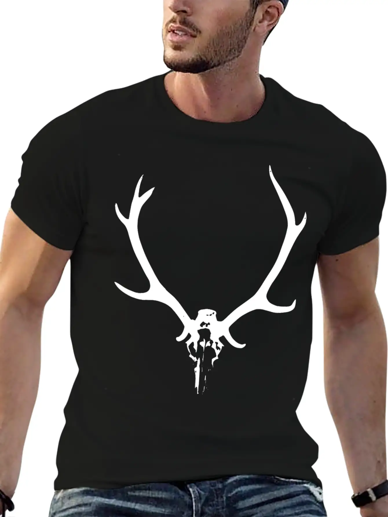 2reborn JÄGER GEWEIH Hunter Deer Wild Solo Wh Unisex Cotton Tee – Relaxed Fit For Any Occasion
