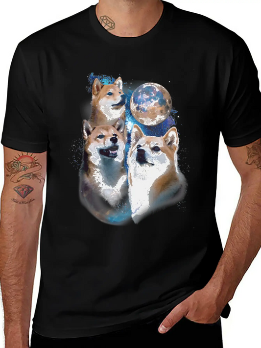 3 Moon Shiba Inu Cryptocurrency Blockchain HODL Casual Graphic T-Shirt – Simple And Comfortable Daily Wear