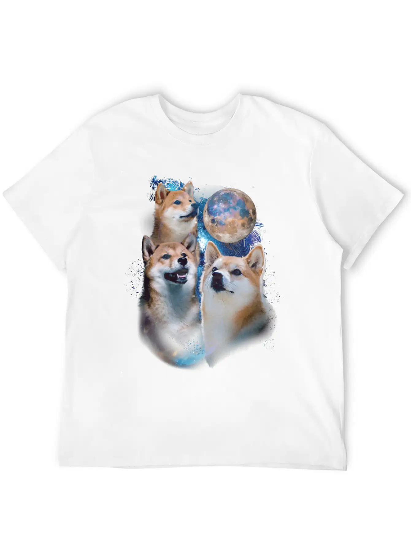 3 Moon Shiba Inu Cryptocurrency Blockchain HODL Casual Graphic T-Shirt – Simple And Comfortable Daily Wear