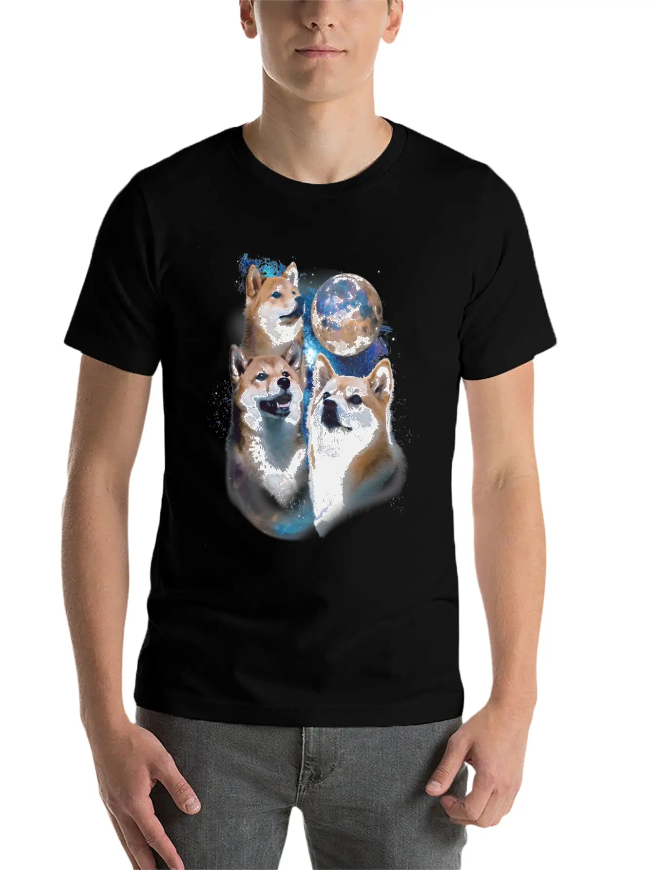 3 Moon Shiba Inu Cryptocurrency Blockchain HODL Casual Graphic T-Shirt – Simple And Comfortable Daily Wear