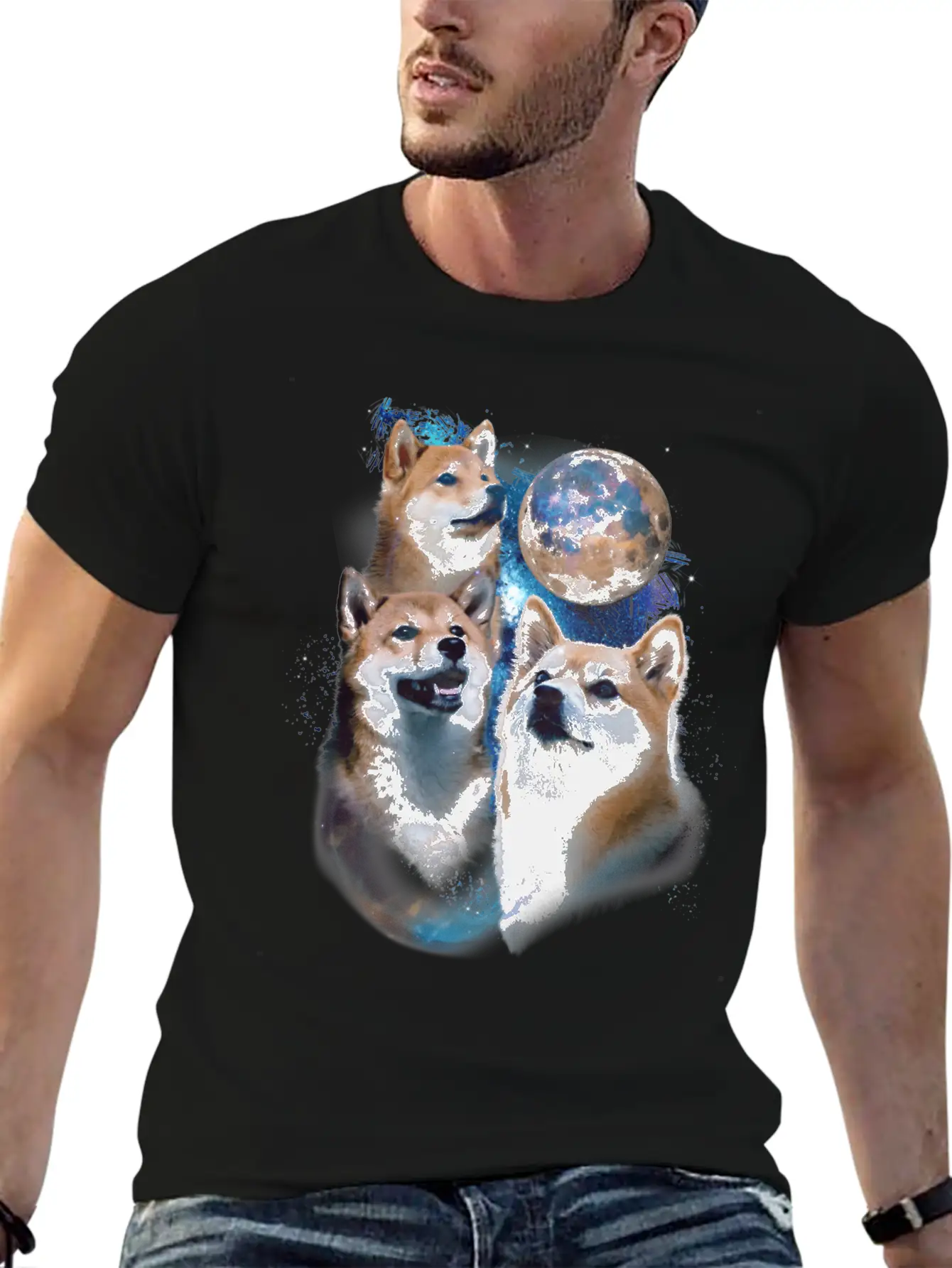 3 Moon Shiba Inu Cryptocurrency Blockchain HODL Casual Graphic T-Shirt – Simple And Comfortable Daily Wear
