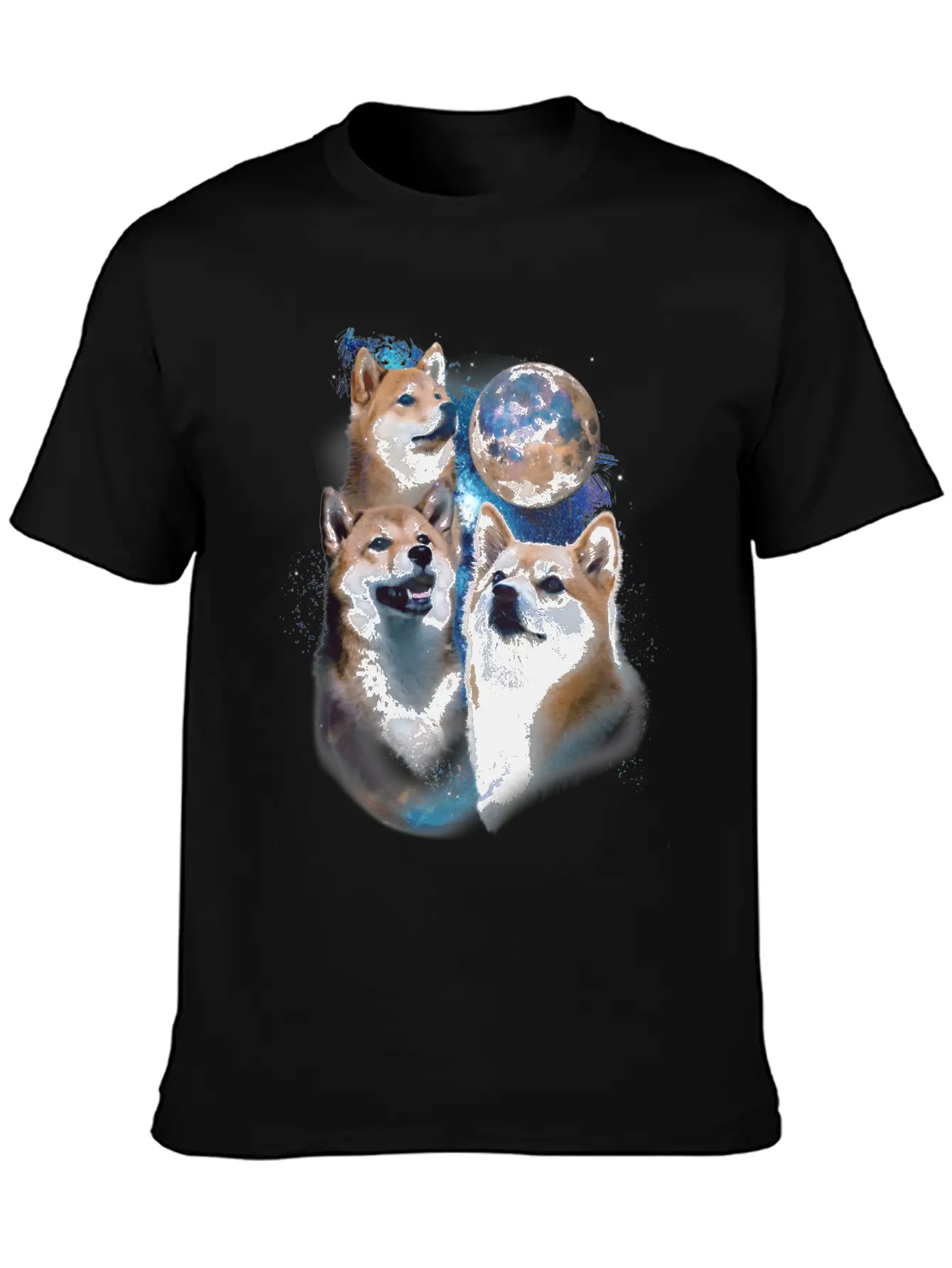 3 Moon Shiba Inu Cryptocurrency Blockchain HODL Casual Graphic T-Shirt – Simple And Comfortable Daily Wear