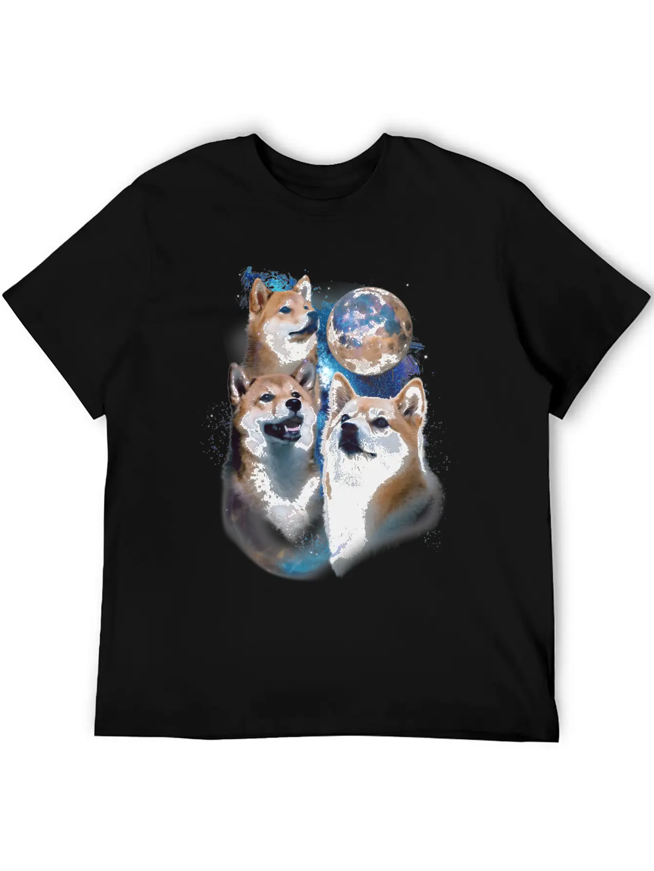 3 Moon Shiba Inu Cryptocurrency Blockchain HODL Casual Graphic T-Shirt – Simple And Comfortable Daily Wear
