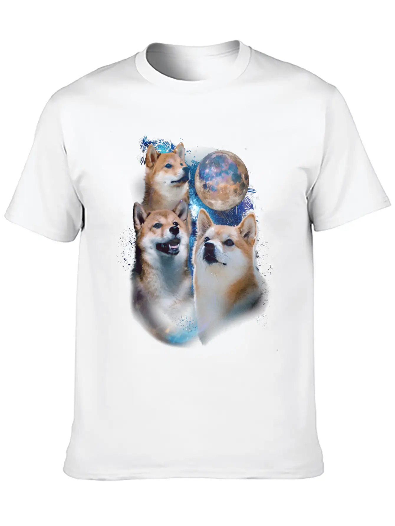 3 Moon Shiba Inu Cryptocurrency Blockchain HODL Casual Graphic T-Shirt – Simple And Comfortable Daily Wear