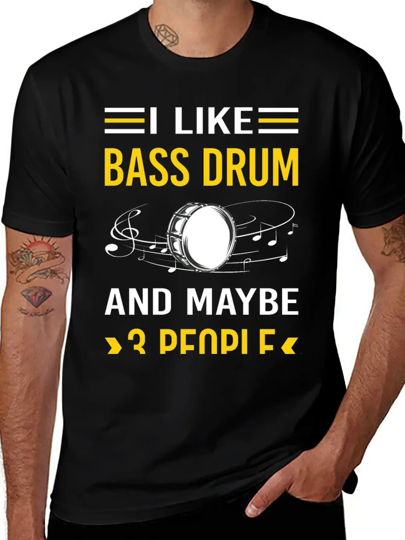 3 People Bass Drum Breathable Soft Cotton T-Shirt – Timeless Casual Look