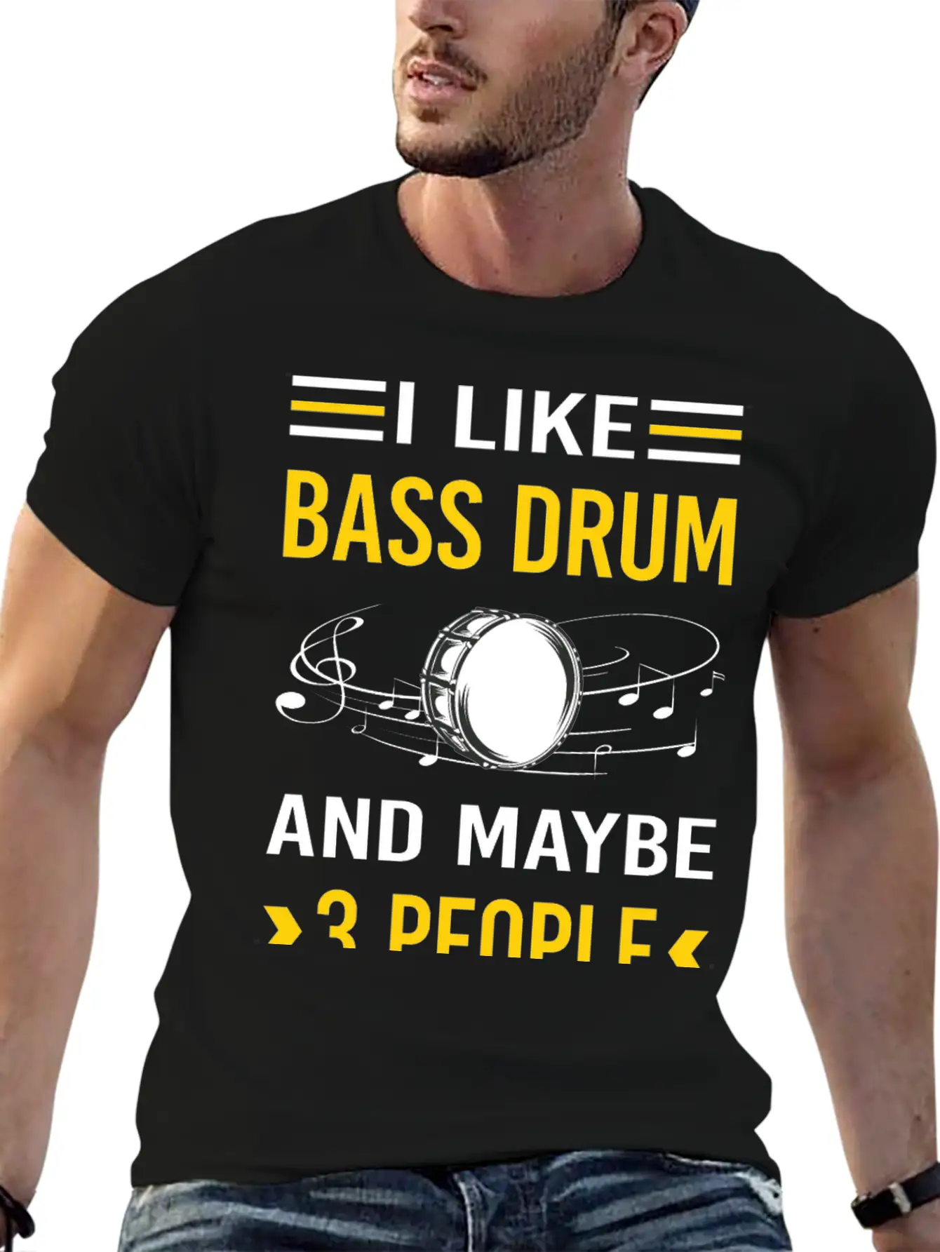 3 People Bass Drum Breathable Soft Cotton T-Shirt – Timeless Casual Look