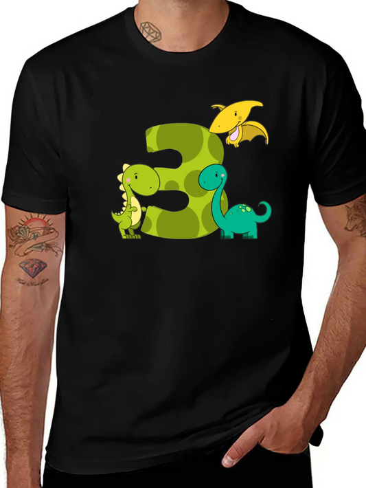 3 Year Old Boy Dinosaurs 3rd Birthday Unisex Cotton Tee – Relaxed Fit For Any Occasion