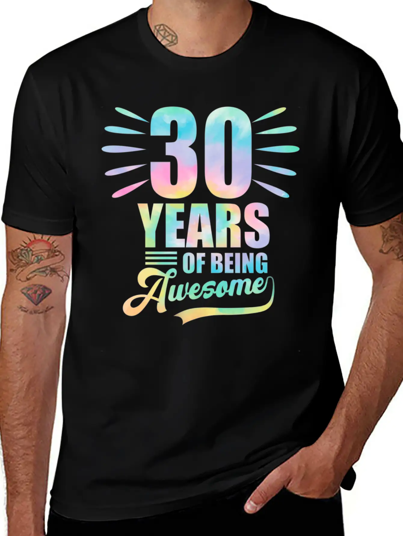 30 Years Of Being Awesome Tie Dye Birthday Soft Cotton Short Sleeve Tee – Unisex Wardrobe Staple