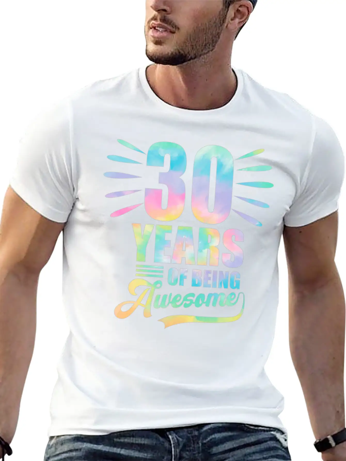 30 Years Of Being Awesome Tie Dye Birthday Soft Cotton Short Sleeve Tee – Unisex Wardrobe Staple