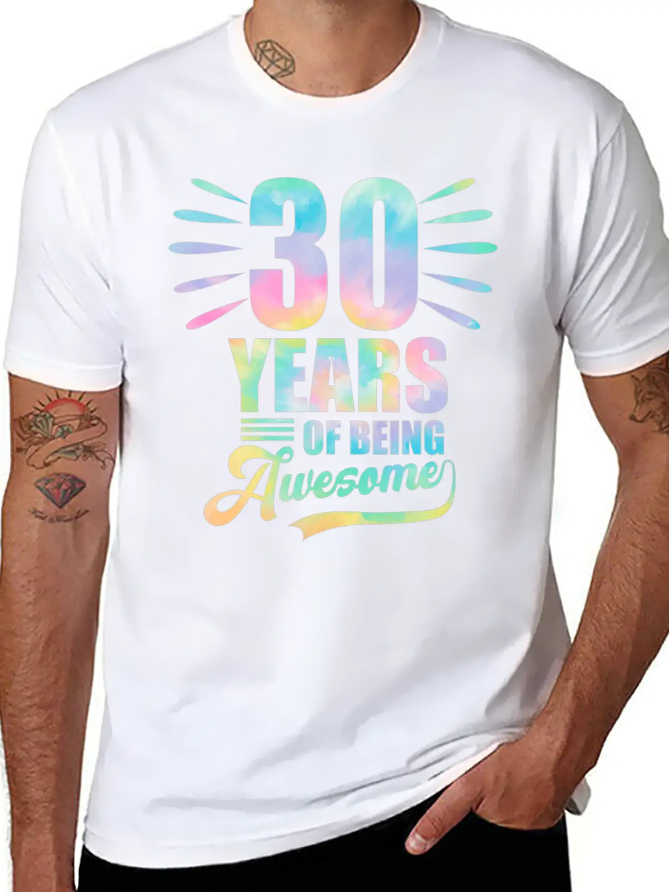 30 Years Of Being Awesome Tie Dye Birthday Soft Cotton Short Sleeve Tee – Unisex Wardrobe Staple