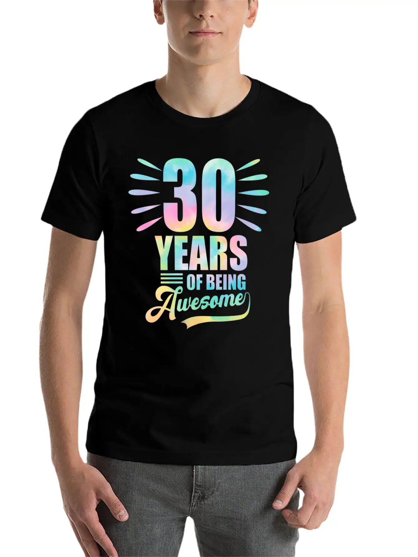 30 Years Of Being Awesome Tie Dye Birthday Soft Cotton Short Sleeve Tee – Unisex Wardrobe Staple