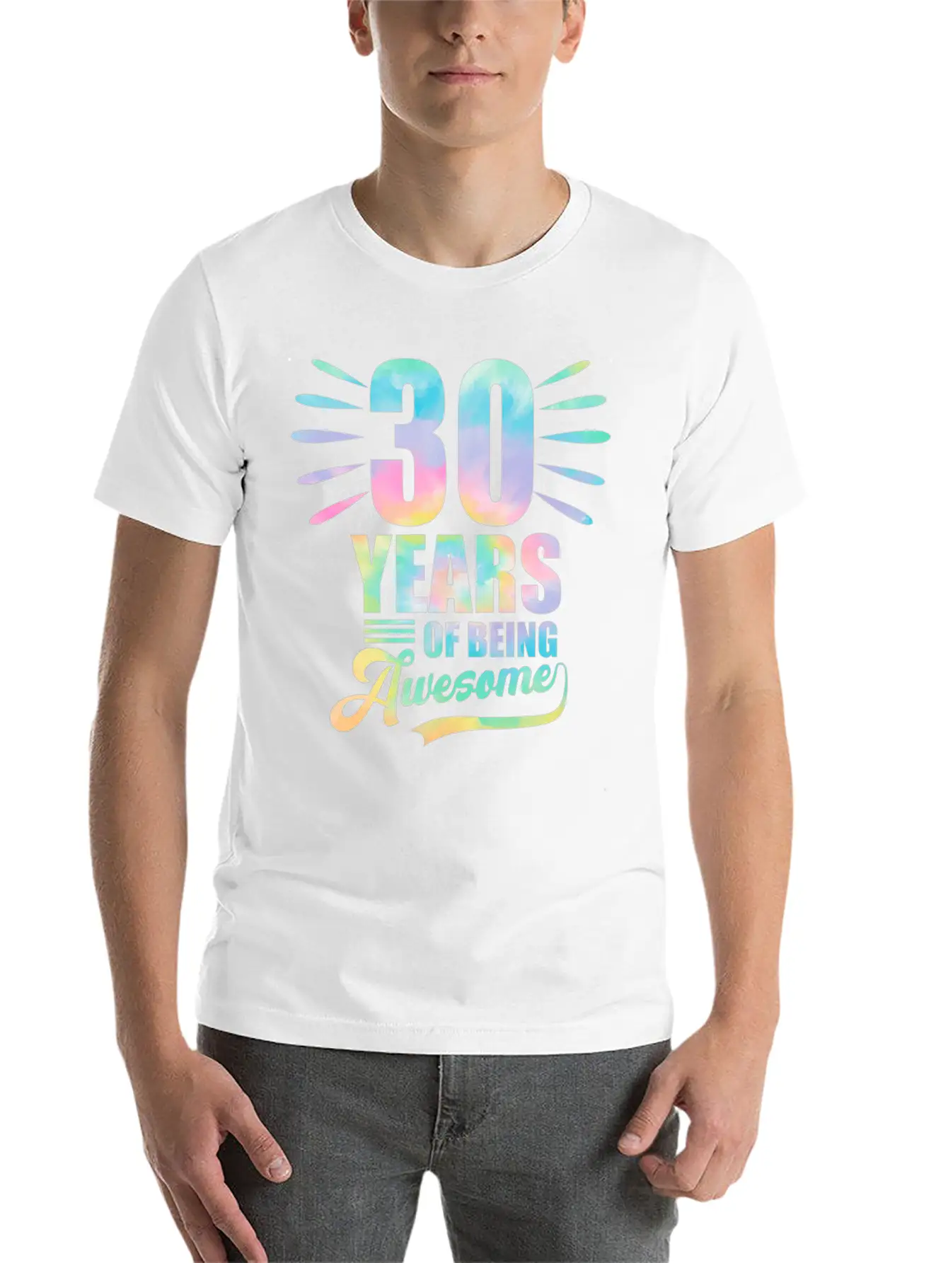 30 Years Of Being Awesome Tie Dye Birthday Soft Cotton Short Sleeve Tee – Unisex Wardrobe Staple