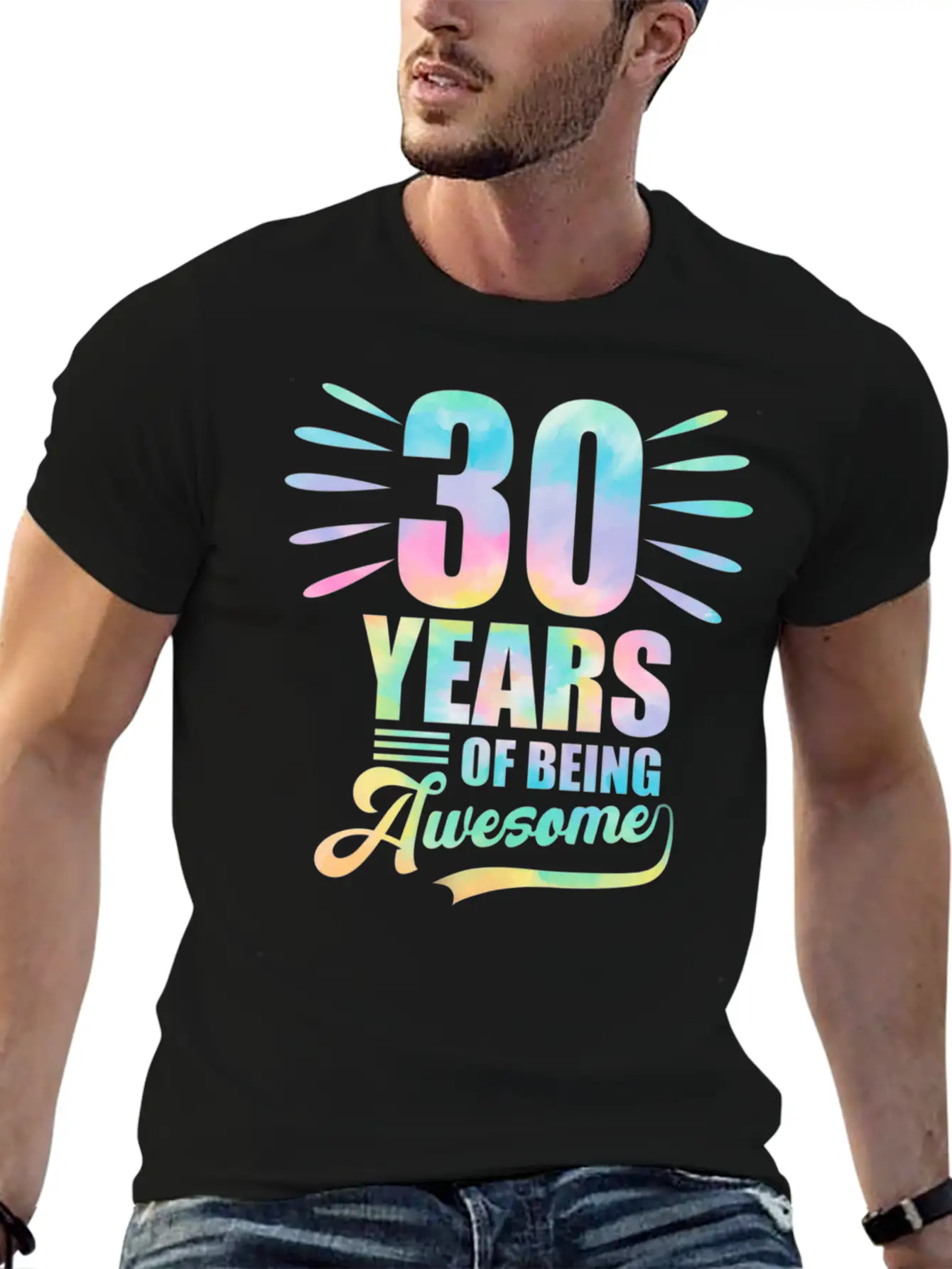 30 Years Of Being Awesome Tie Dye Birthday Soft Cotton Short Sleeve Tee – Unisex Wardrobe Staple