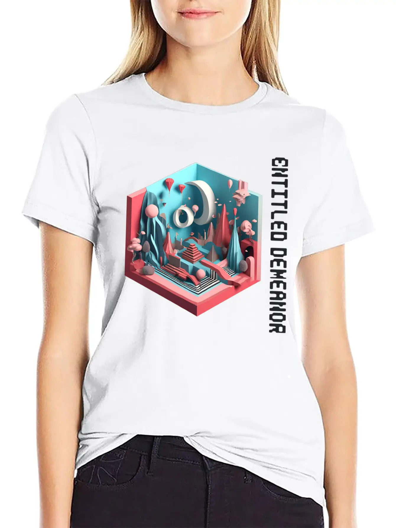 3D Art_ Entiled Demeanor Classic Crew Neck Graphic Tee – Everyday Minimal Look