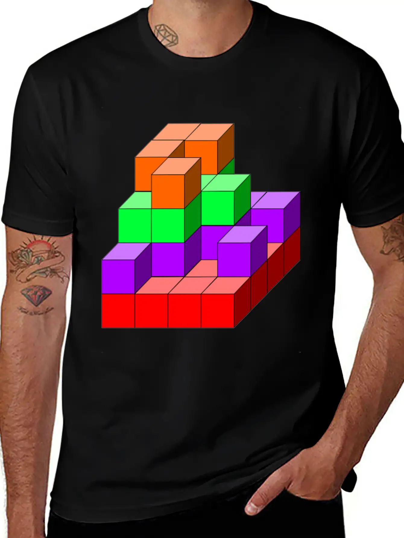 3D Cube 02 Classic Fit Graphic Tee For Daily Comfort – Unisex Cotton Shirt