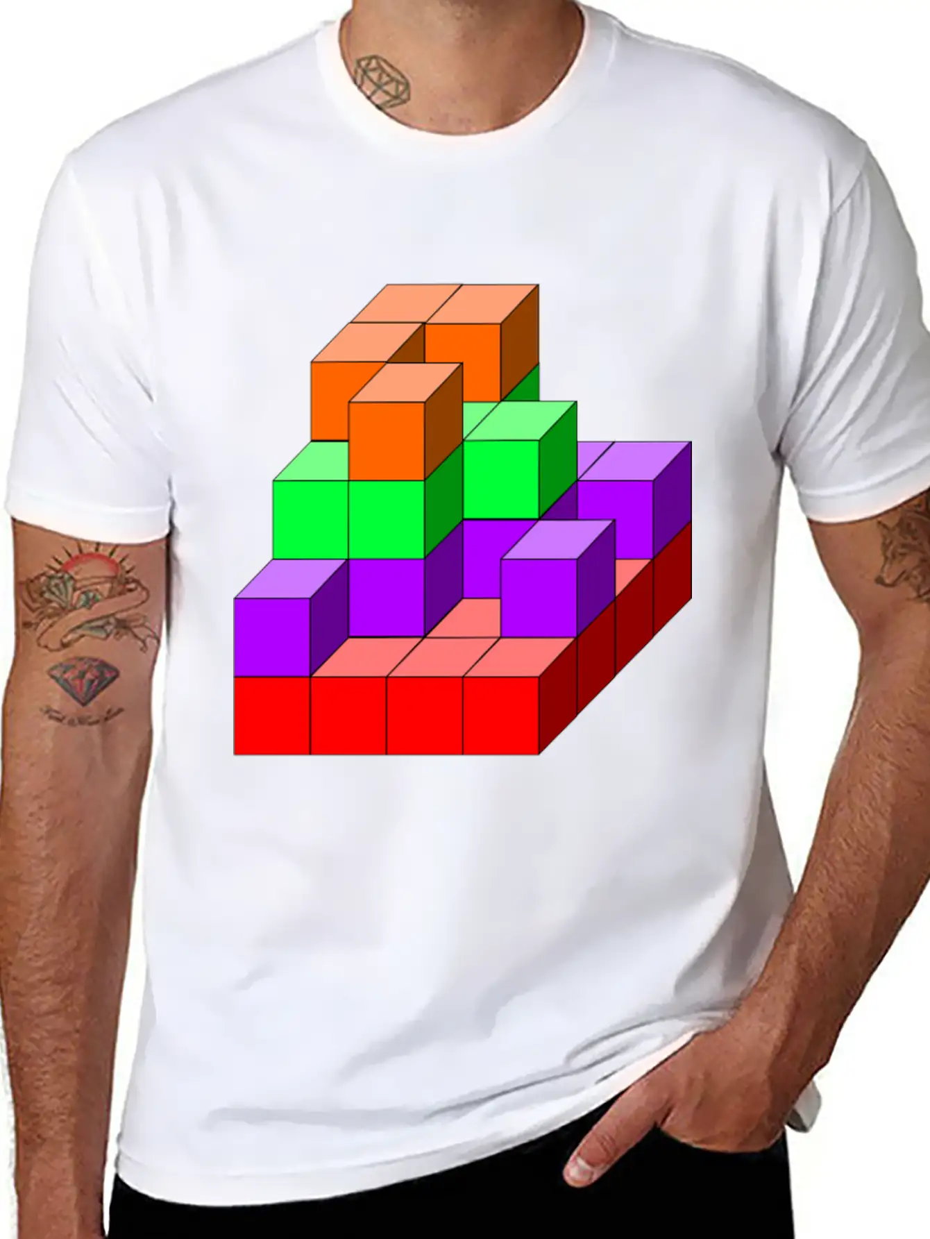 3D Cube 02 Classic Fit Graphic Tee For Daily Comfort – Unisex Cotton Shirt