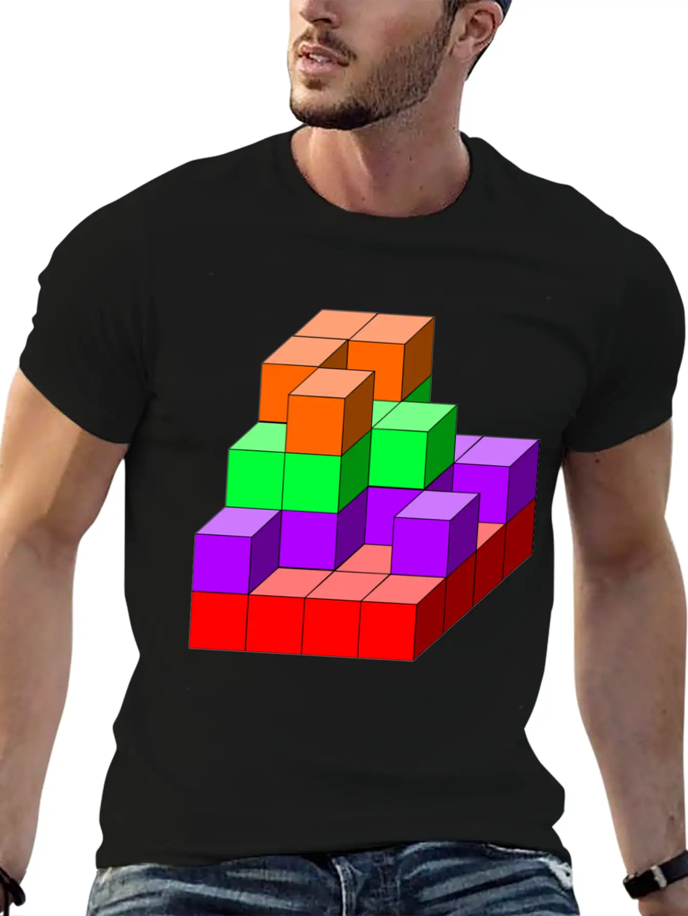 3D Cube 02 Classic Fit Graphic Tee For Daily Comfort – Unisex Cotton Shirt