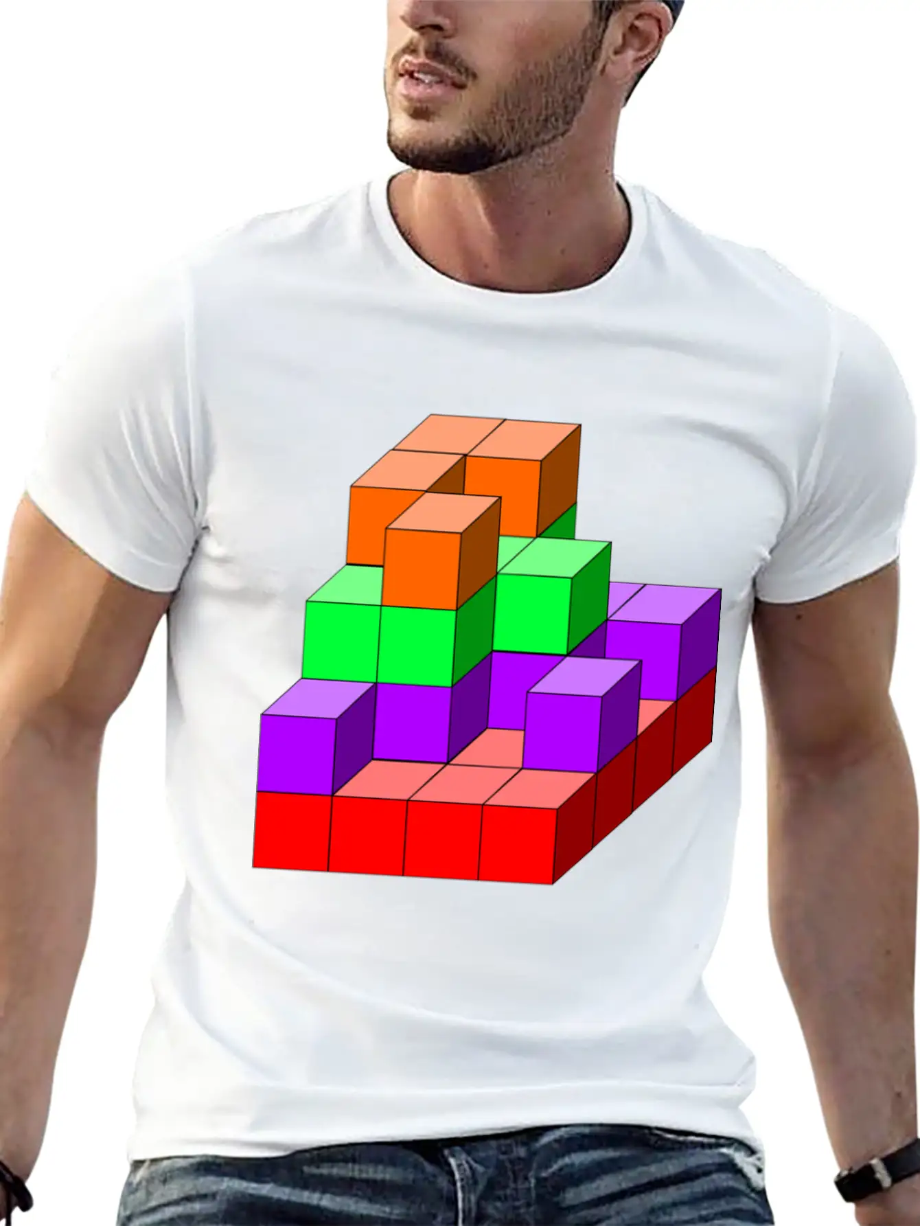 3D Cube 02 Classic Fit Graphic Tee For Daily Comfort – Unisex Cotton Shirt