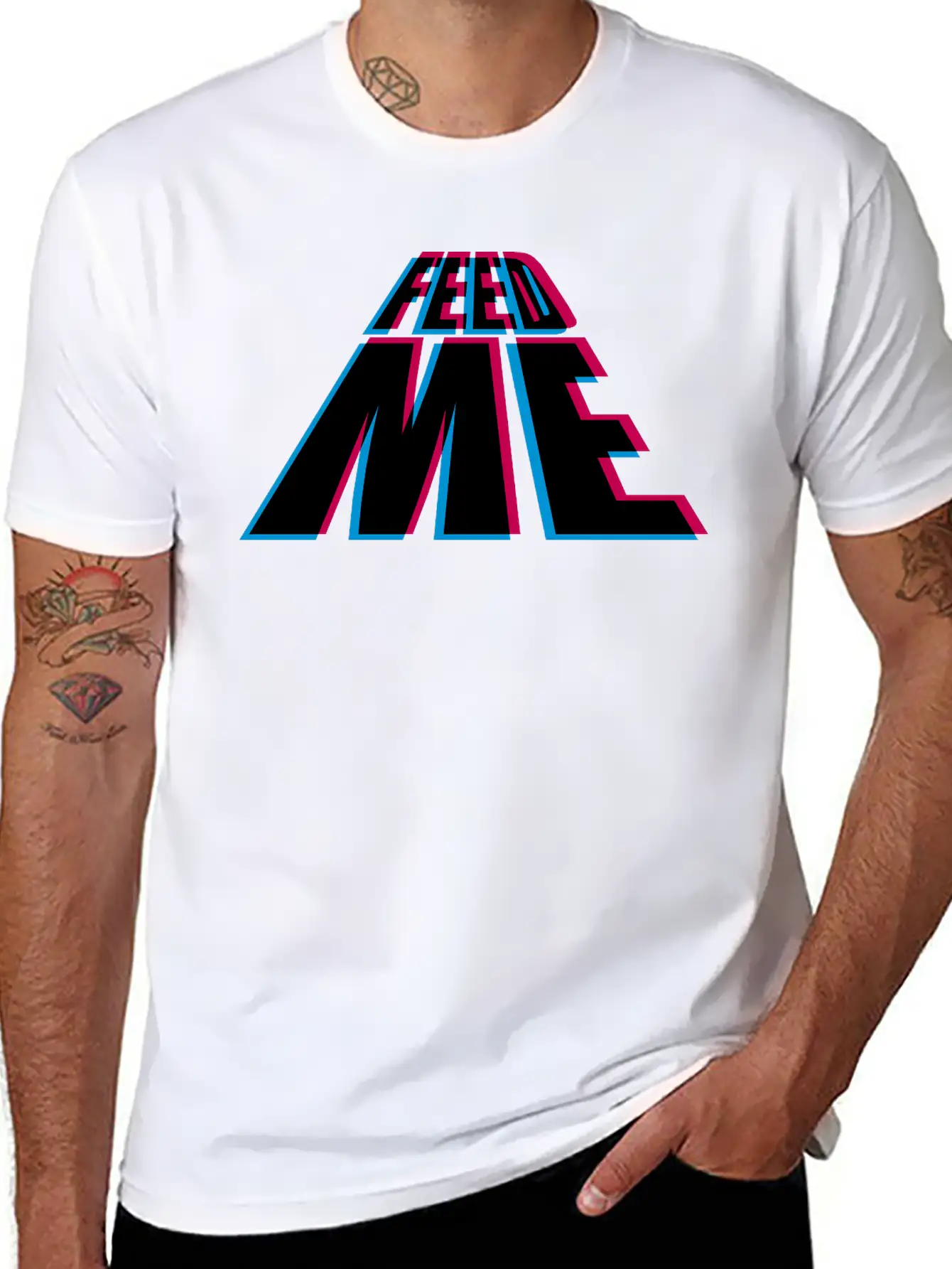 3d Feed Me Fat Fat Overweight Logo Feed Me Eat Hun Soft Cotton Short Sleeve Tee – Unisex Wardrobe Staple