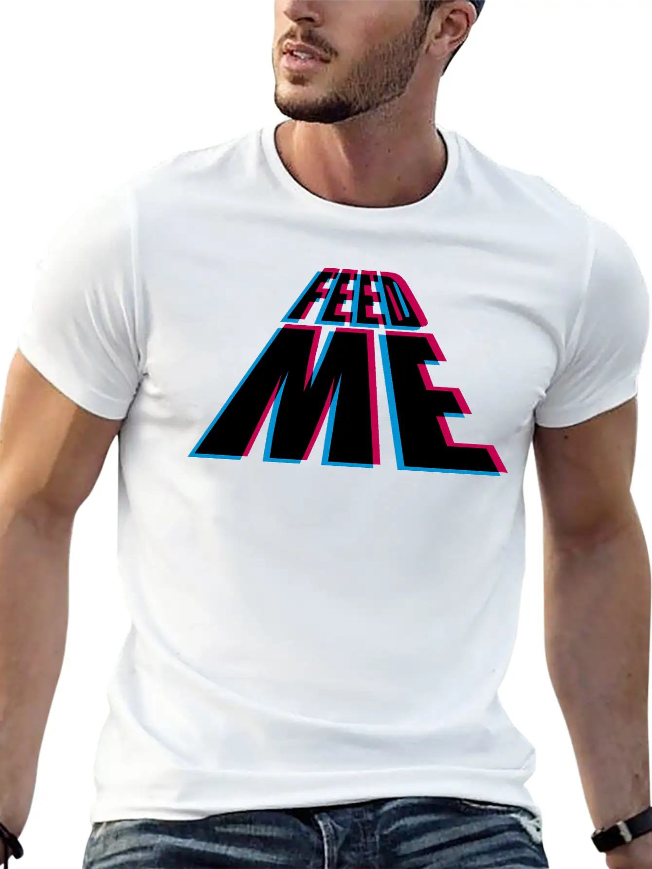 3d Feed Me Fat Fat Overweight Logo Feed Me Eat Hun Soft Cotton Short Sleeve Tee – Unisex Wardrobe Staple