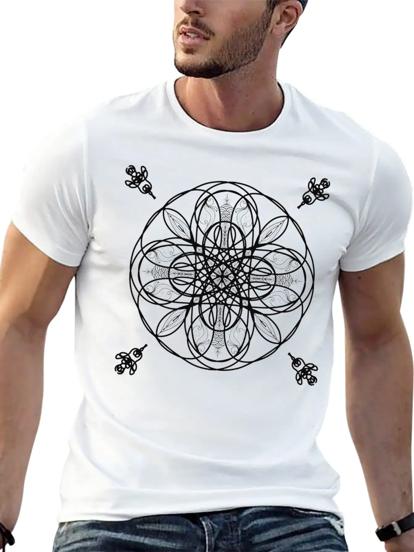 4 Elements, Earth Water Air Fire, Natural Mandala Breathable Soft Cotton T-Shirt – Timeless Casual Look