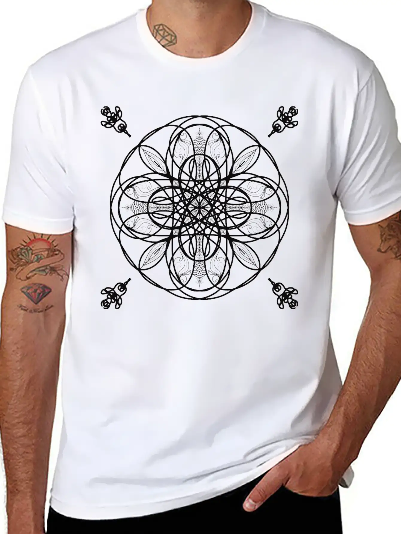 4 Elements, Earth Water Air Fire, Natural Mandala Breathable Soft Cotton T-Shirt – Timeless Casual Look