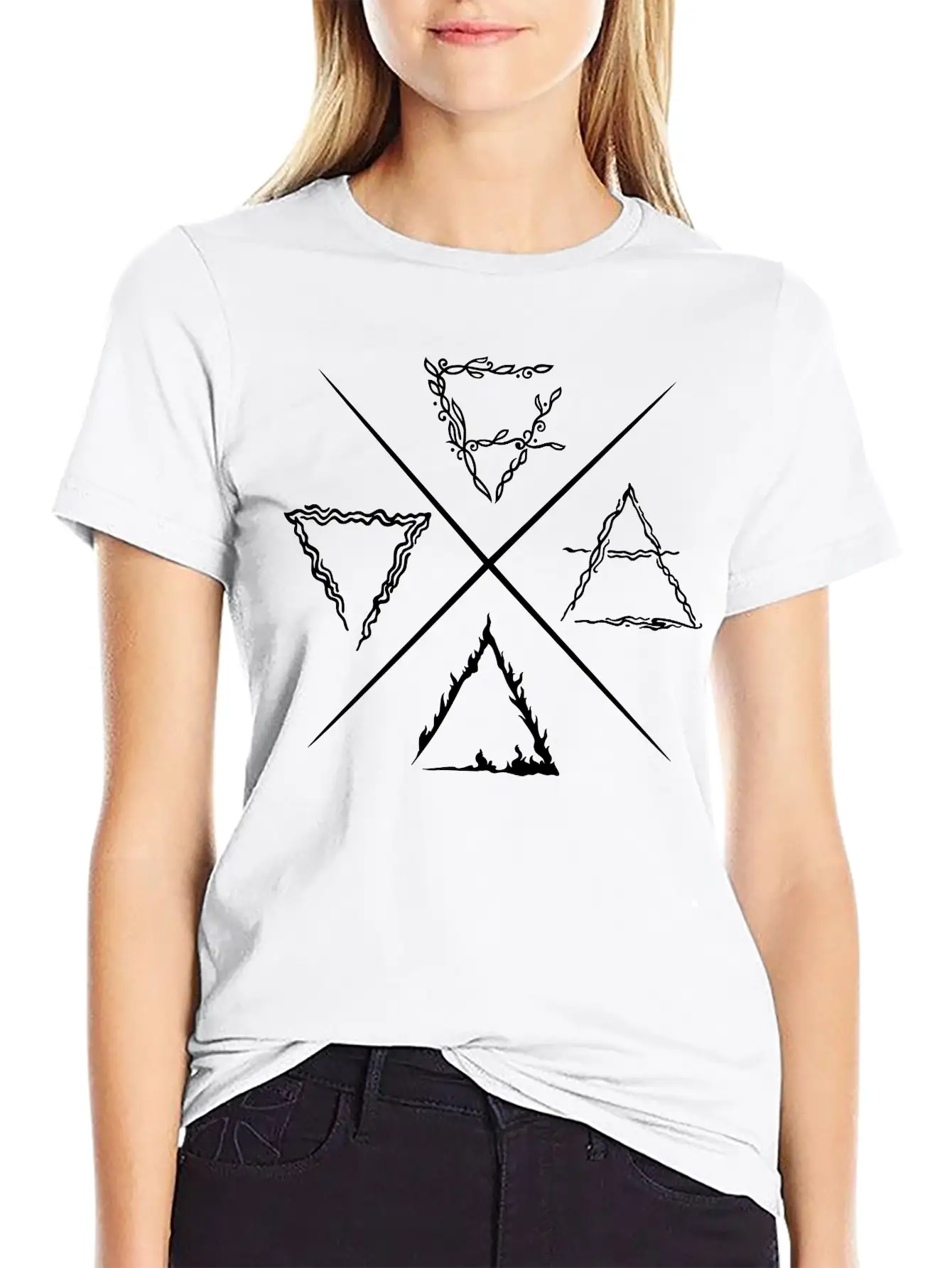 4 Elements Symbols Unisex Cotton Tee – Relaxed Fit For Any Occasion