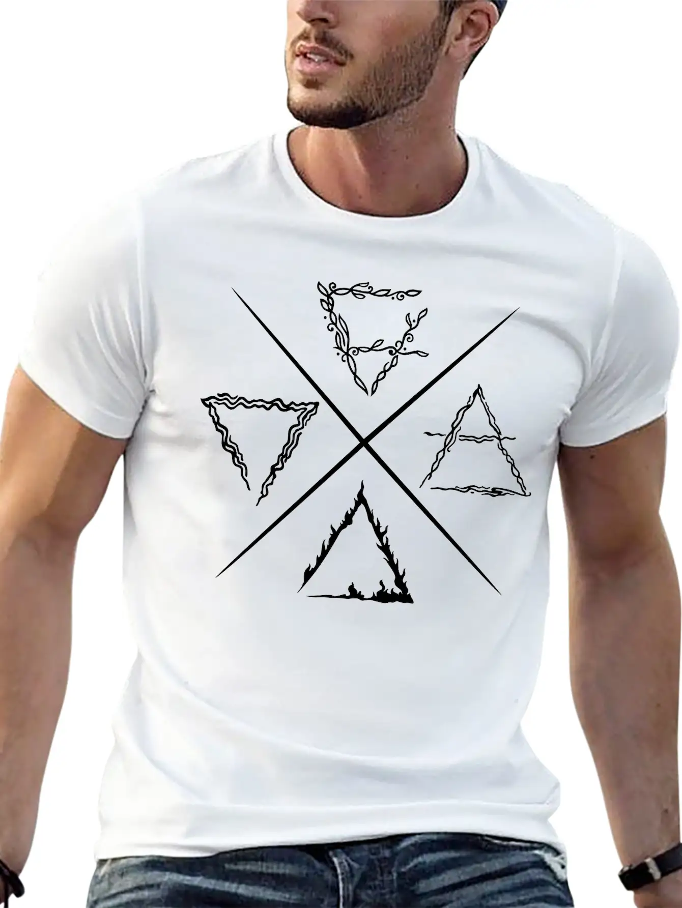 4 Elements Symbols Unisex Cotton Tee – Relaxed Fit For Any Occasion
