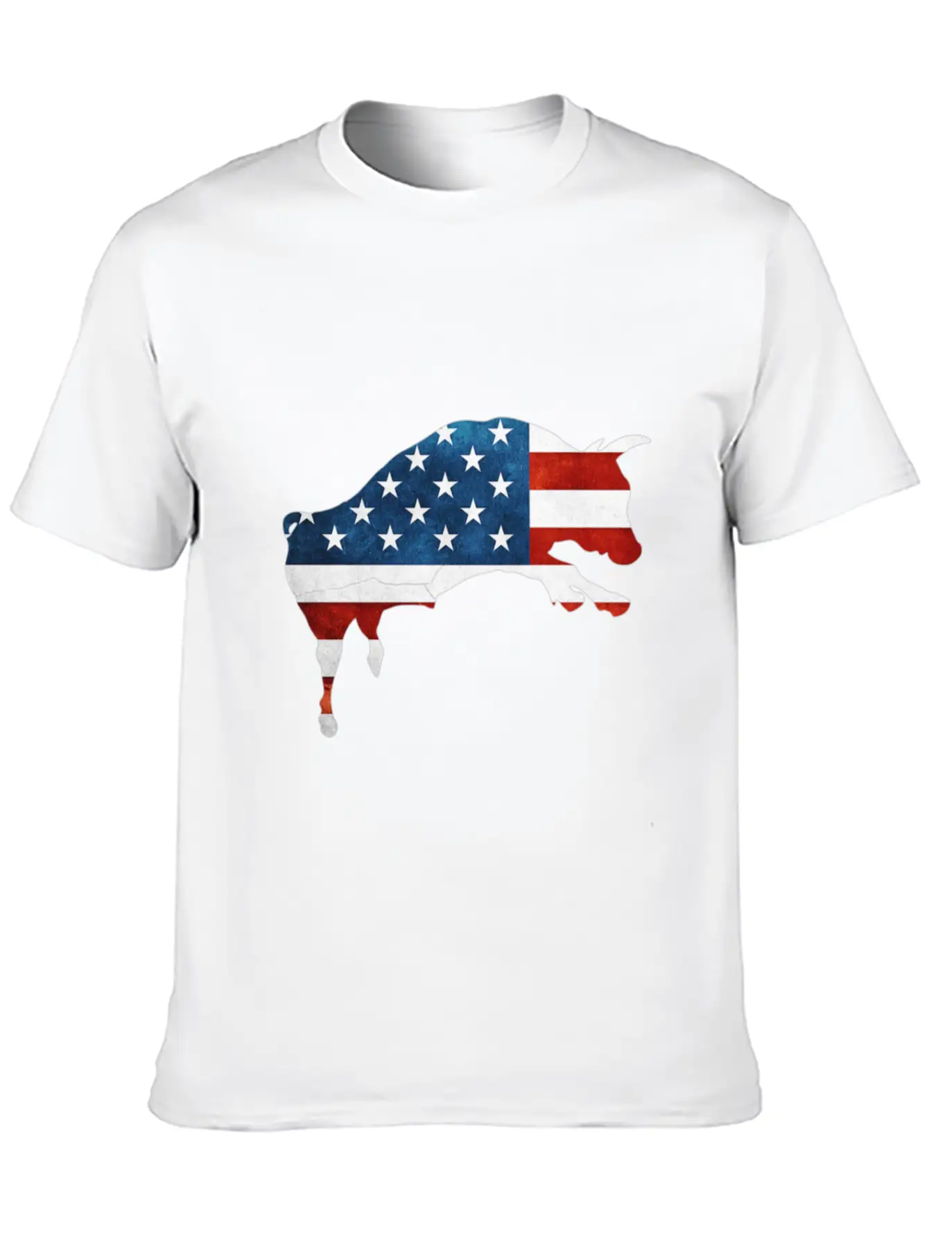 4th Of July Bull American Flag Usa Unisex Short Sleeve Soft Cotton T-Shirt – Casual Everyday Wear