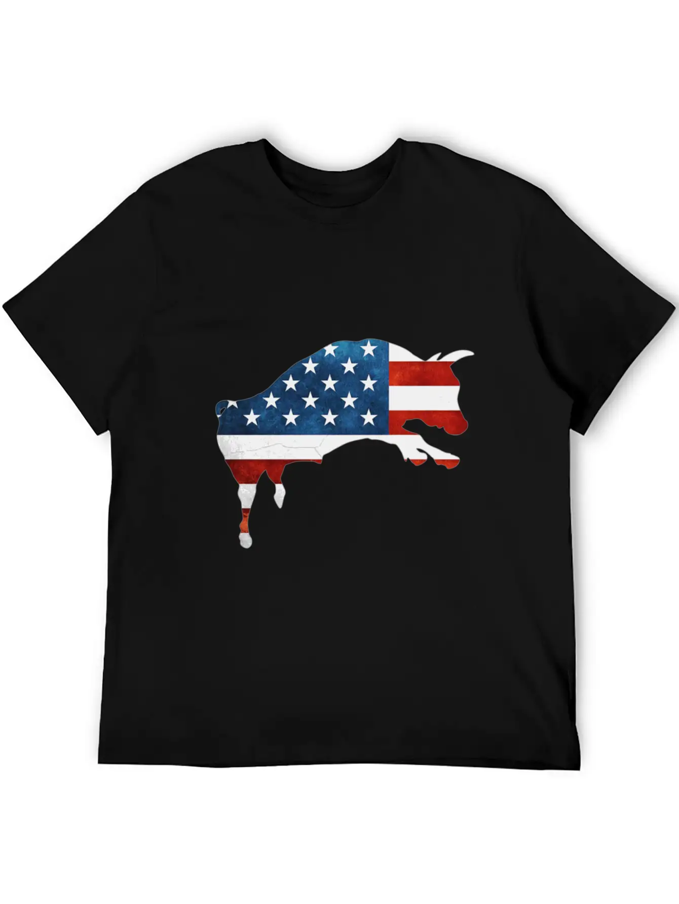 4th Of July Bull American Flag Usa Unisex Short Sleeve Soft Cotton T-Shirt – Casual Everyday Wear