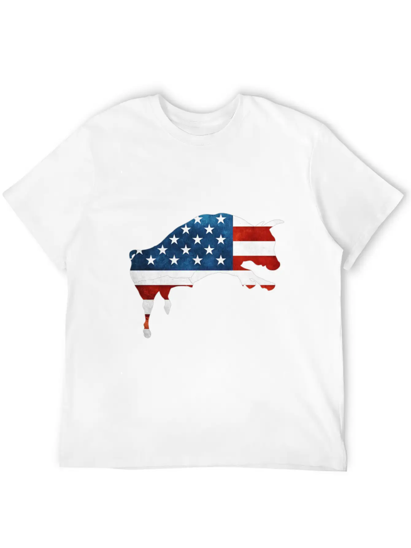 4th Of July Bull American Flag Usa Unisex Short Sleeve Soft Cotton T-Shirt – Casual Everyday Wear