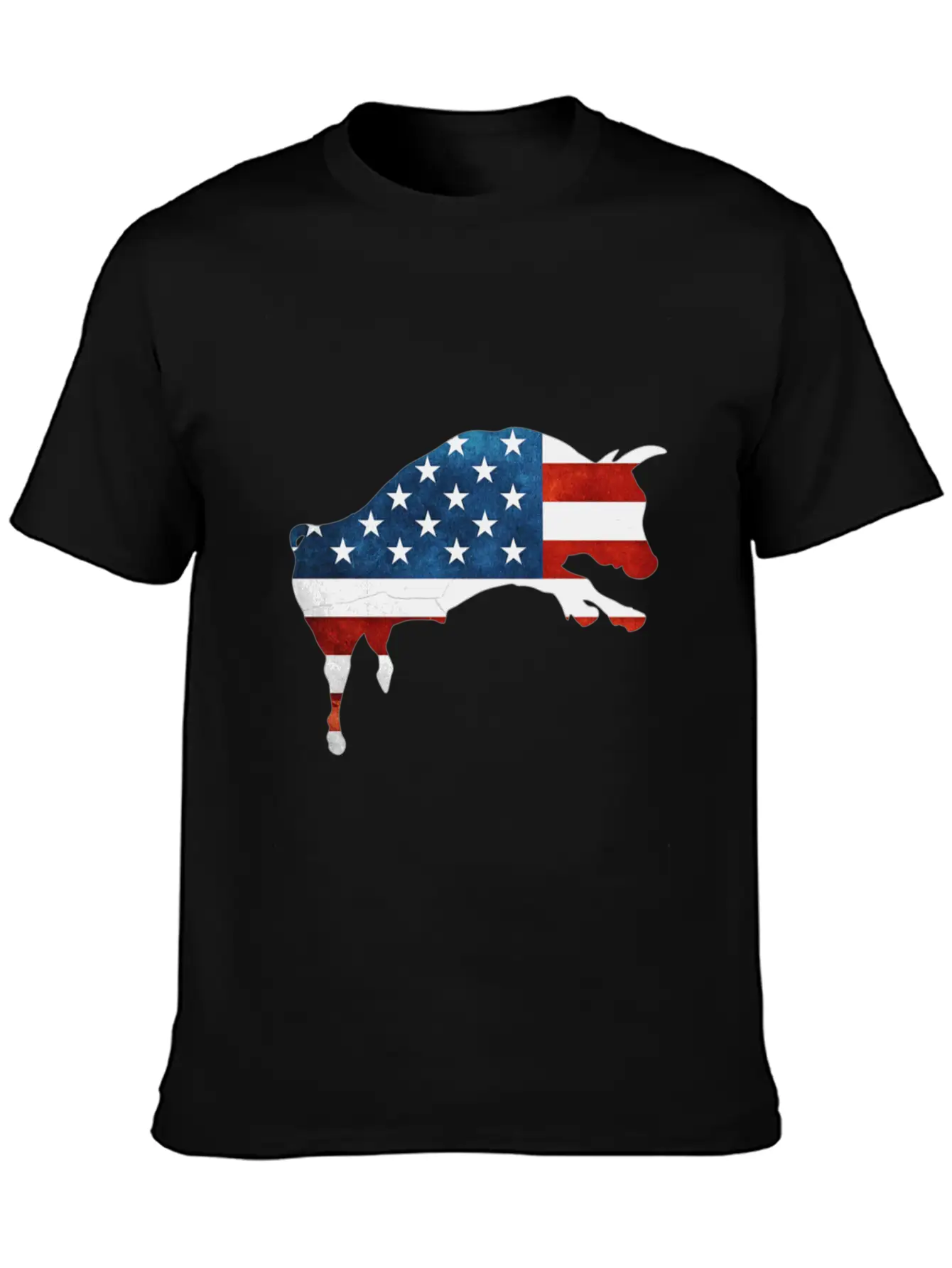 4th Of July Bull American Flag Usa Unisex Short Sleeve Soft Cotton T-Shirt – Casual Everyday Wear