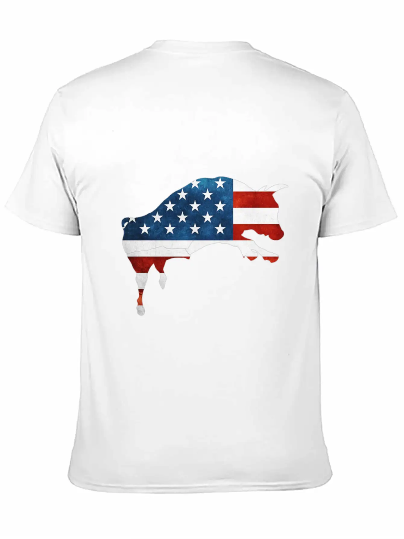 4th Of July Bull American Flag Usa Unisex Short Sleeve Soft Cotton T-Shirt – Casual Everyday Wear