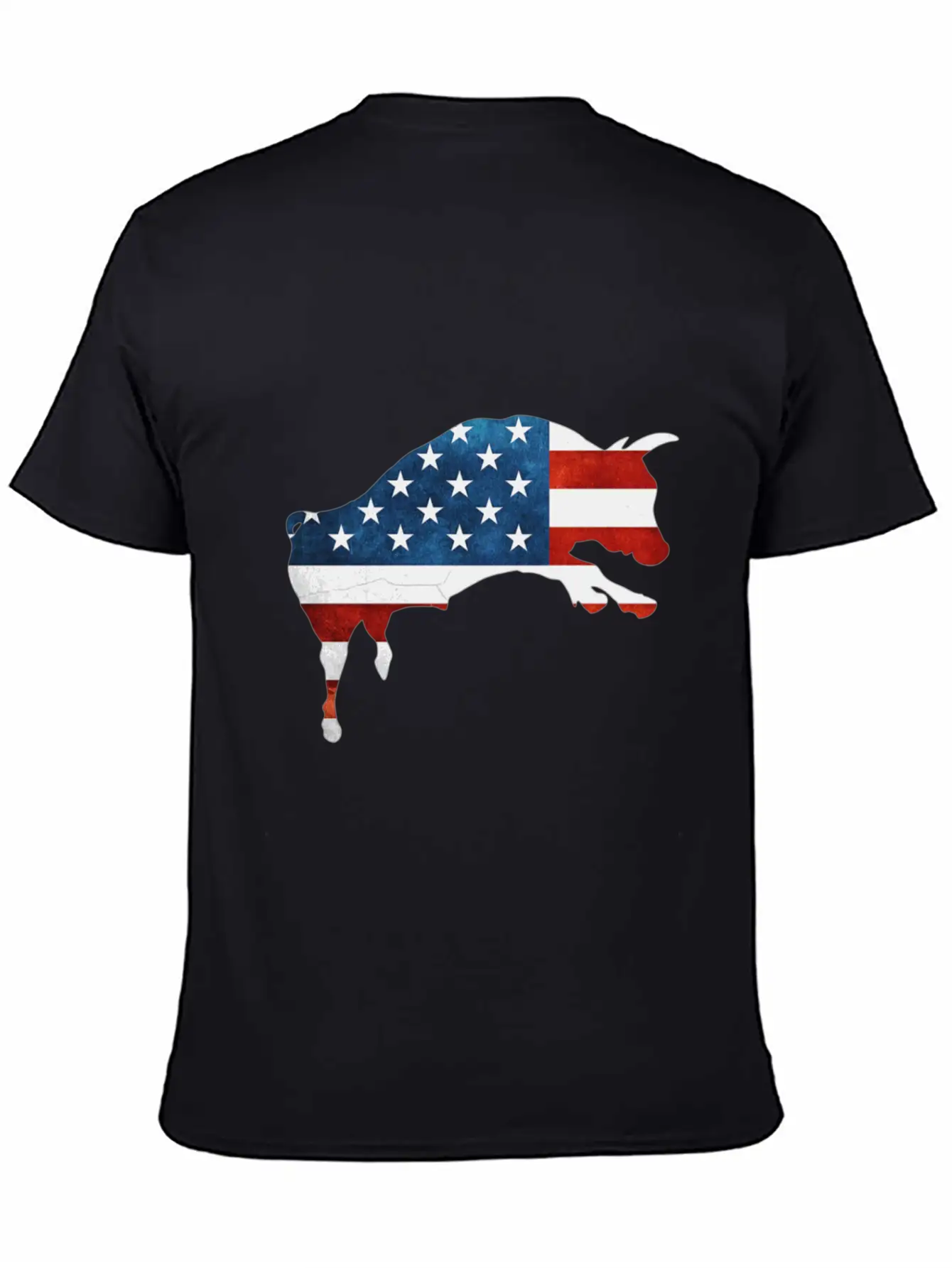 4th Of July Bull American Flag Usa Unisex Short Sleeve Soft Cotton T-Shirt – Casual Everyday Wear