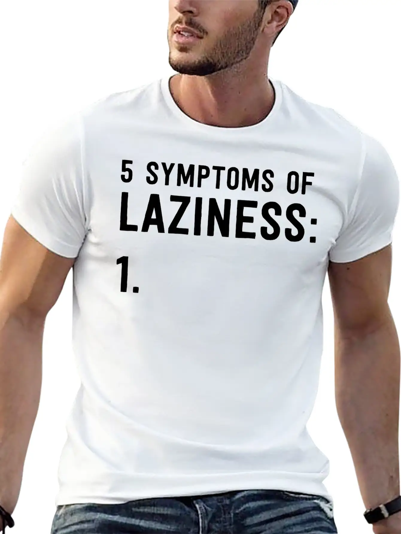 5 Symptoms Of Laziness Unisex Short Sleeve Soft Cotton T-Shirt – Casual Everyday Wear