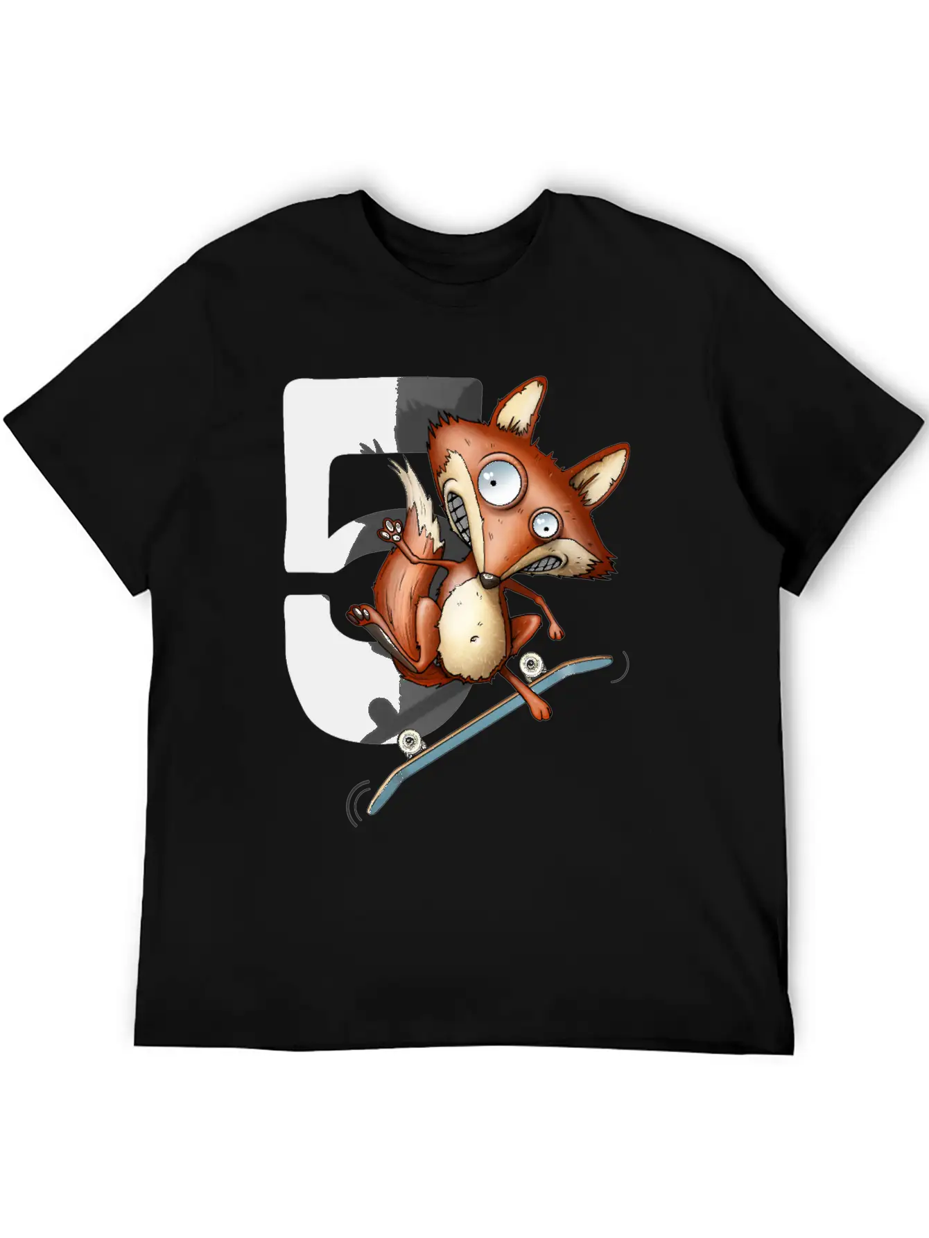 5th Birthday Skater Fox 5 Years Old Soft Cotton Short Sleeve Tee – Unisex Wardrobe Staple