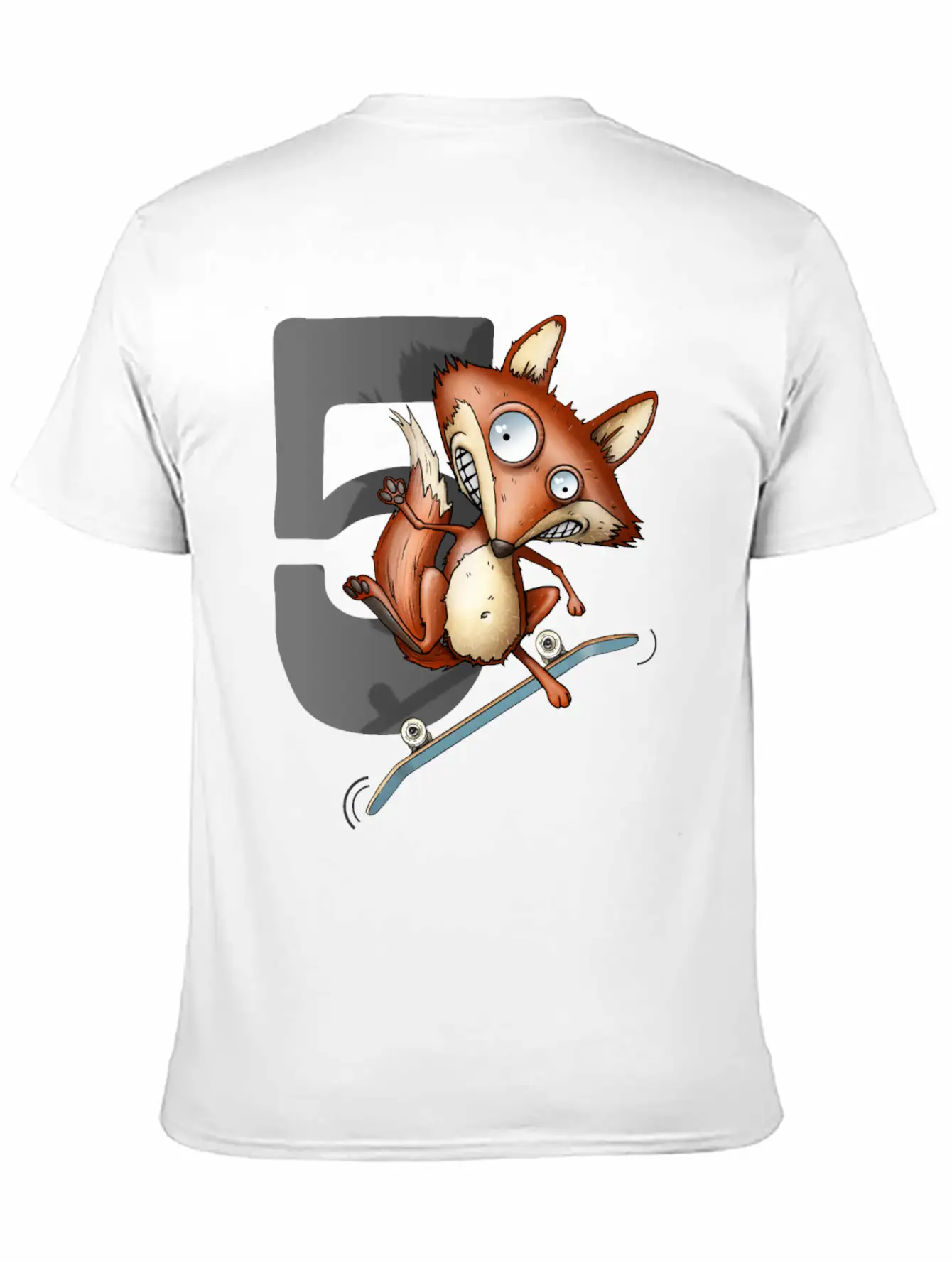5th Birthday Skater Fox 5 Years Old Soft Cotton Short Sleeve Tee – Unisex Wardrobe Staple