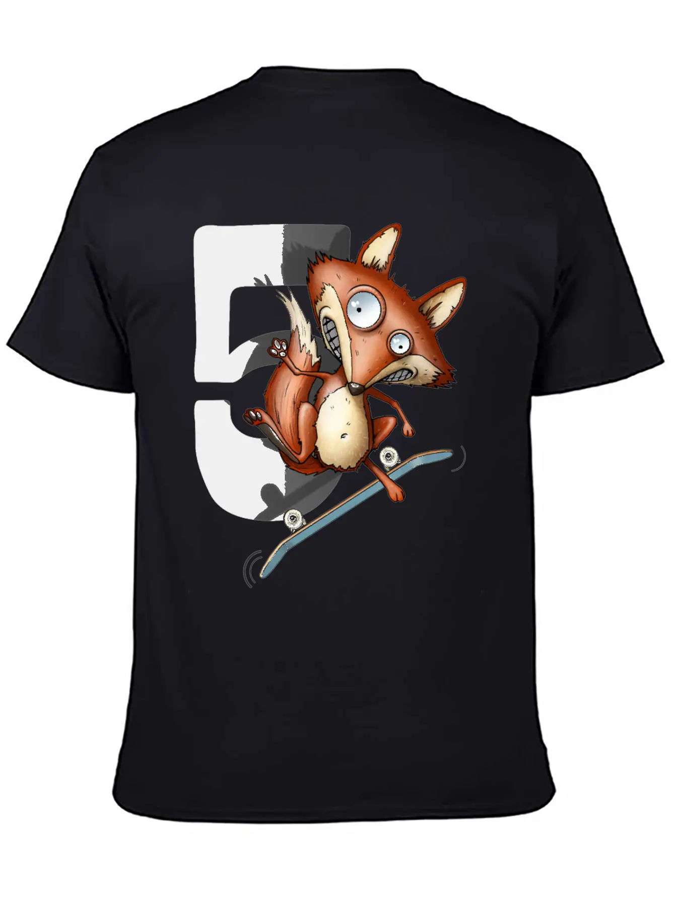 5th Birthday Skater Fox 5 Years Old Soft Cotton Short Sleeve Tee – Unisex Wardrobe Staple
