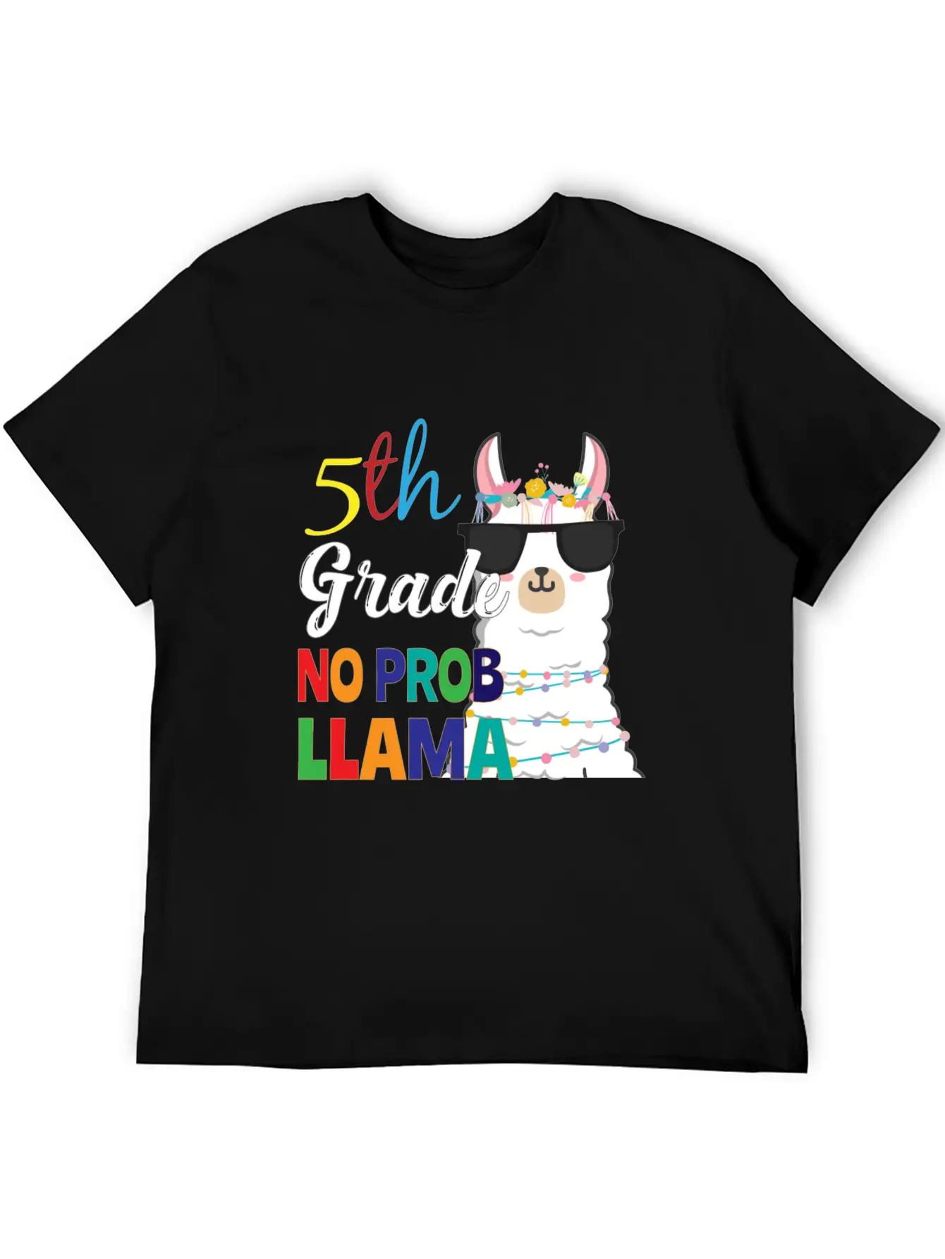 5Th Grade No Prob-Llama Teacher Student First Day Essential Unisex Summer Tee – Soft Cotton Casual Fit