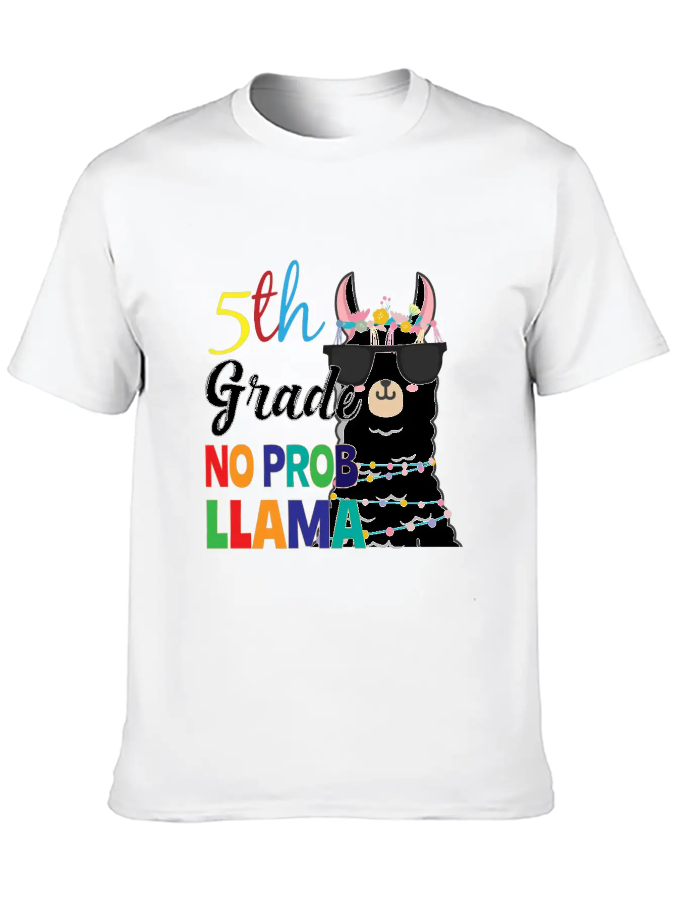5Th Grade No Prob-Llama Teacher Student First Day Essential Unisex Summer Tee – Soft Cotton Casual Fit